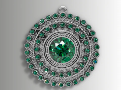 大型圆顶花簇奖章 3D 打印模型