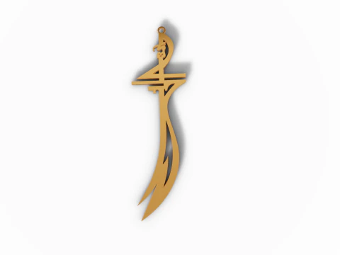 Large Zulfiqar Sword Pendant 3D Print Model