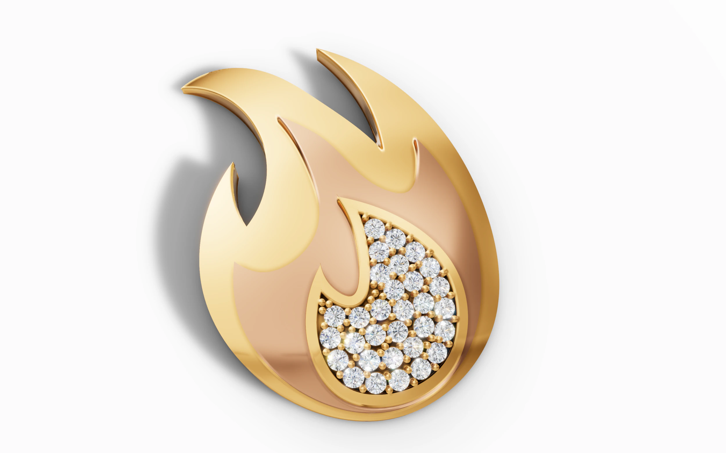 Stylized Fire Flame Gem-Set Pendant 3D Print Model .c4d .max .obj .3ds .fbx .stl .blend 