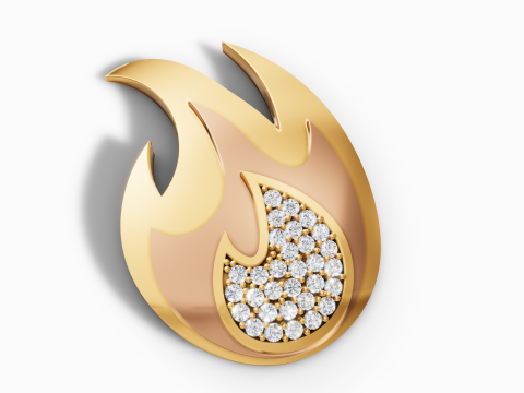 Liontin Set Permata Api Bergaya Model Cetak 3D