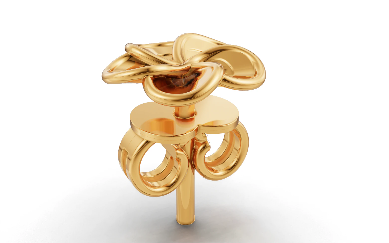 Interlocking Petal Floral Stud Earrings 3D Print Model .c4d .max .obj .3ds .fbx .stl .blend 