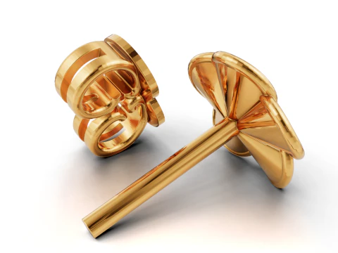 Interlocking Petal Floral Stud Earrings 3D Print Model