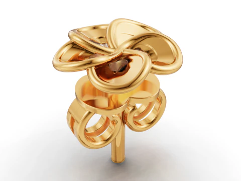 Interlocking Petal Floral Stud Earrings 3D Print Model