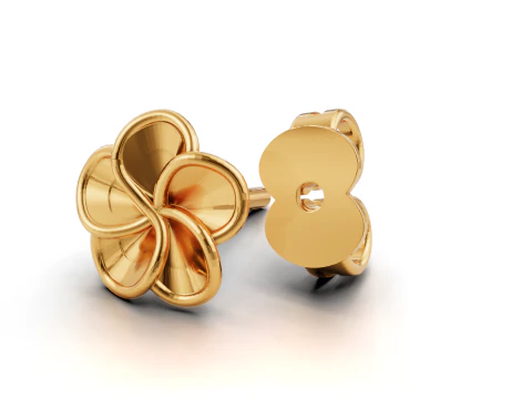Interlocking Petal Floral Stud Earrings 3D Print Model