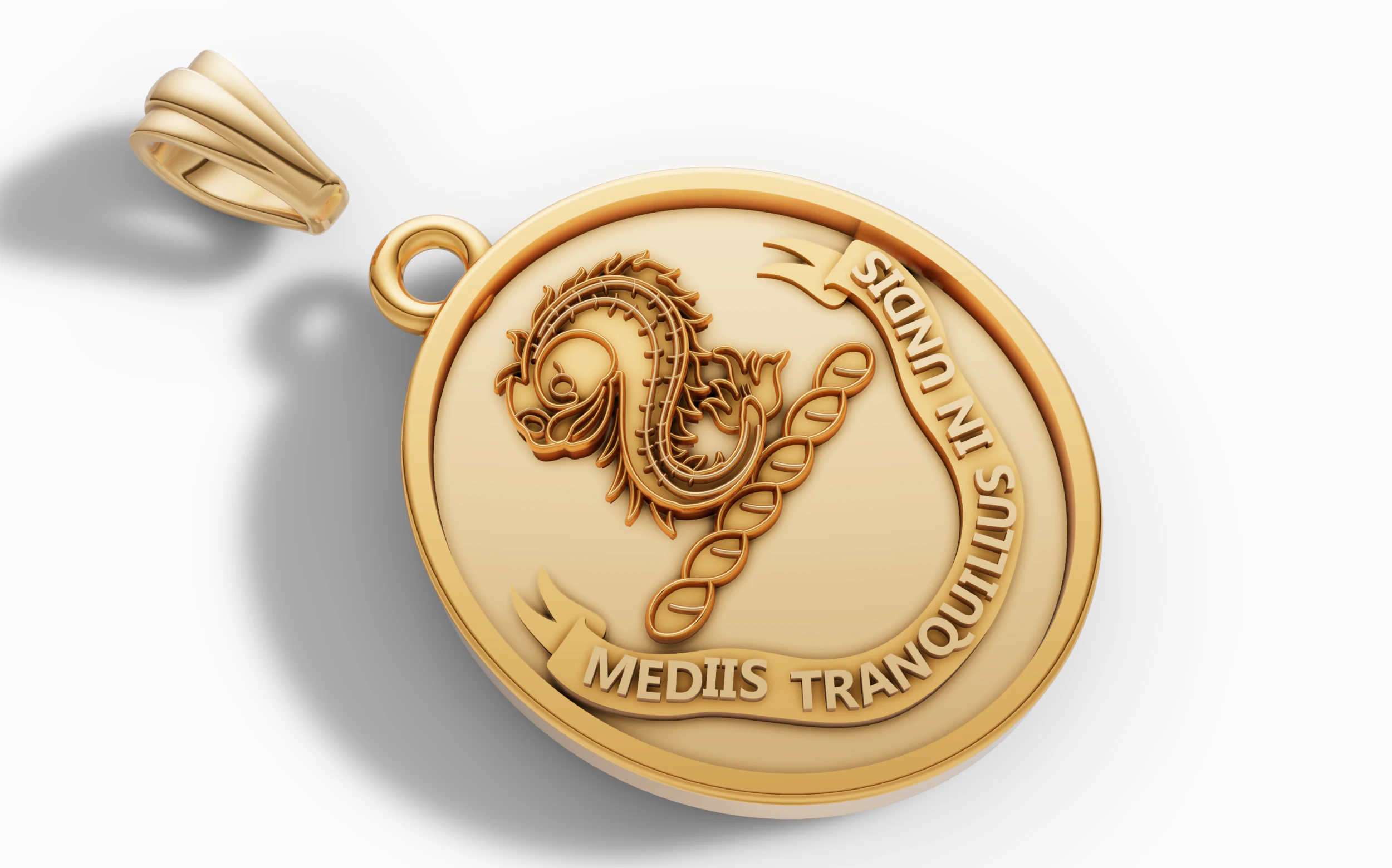 Latin Inscription Heraldic Crest Pendant 3D Print Model .c4d .max .obj .3ds .fbx .stl .blend 
