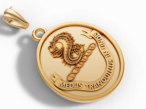 Кулон з геральдичним гербом латинського напису 3D Принт Модель