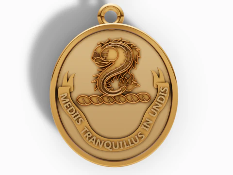 Latin Inscription Heraldic Crest Pendant 3D Print Model