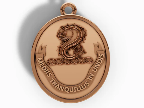 Latin Inscription Heraldic Crest Pendant 3D Print Model