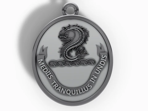 Latin Inscription Heraldic Crest Pendant 3D Print Model