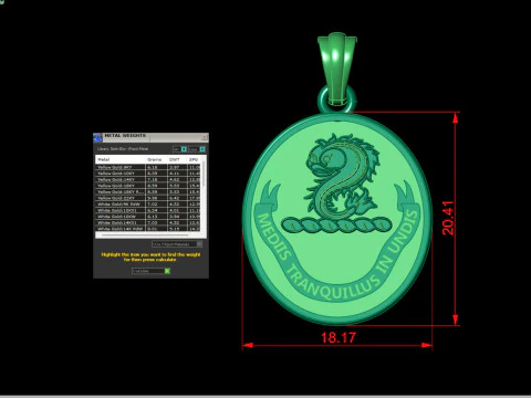 Latin Inscription Heraldic Crest Pendant 3D Print Model