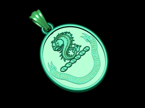 Latin Inscription Heraldic Crest Pendant 3D Print Model