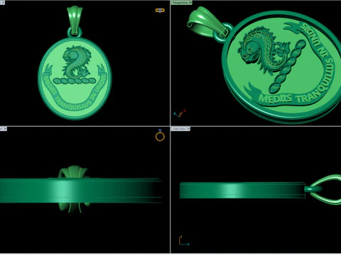 Latin Inscription Heraldic Crest Pendant 3D Print Model