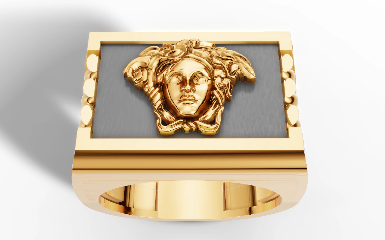Medusa Signet Ring with Braided Shoulders 3D Print Model .c4d .max .obj .3ds .fbx .stl .blend 
