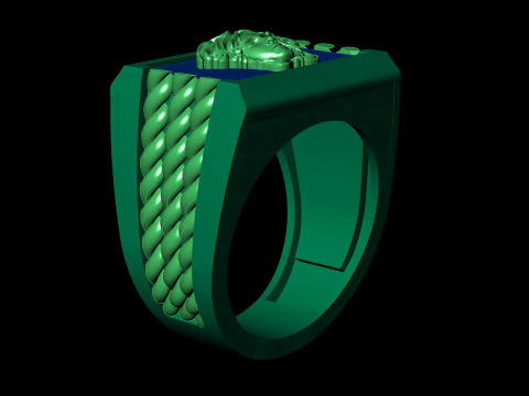 Medusa Signet Ring with Braided Shoulders 3D Print Model