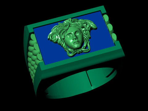 Medusa Signet Ring with Braided Shoulders 3D Print Model