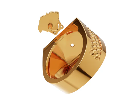 Medusa Signet Ring with Braided Shoulders 3D Print Model