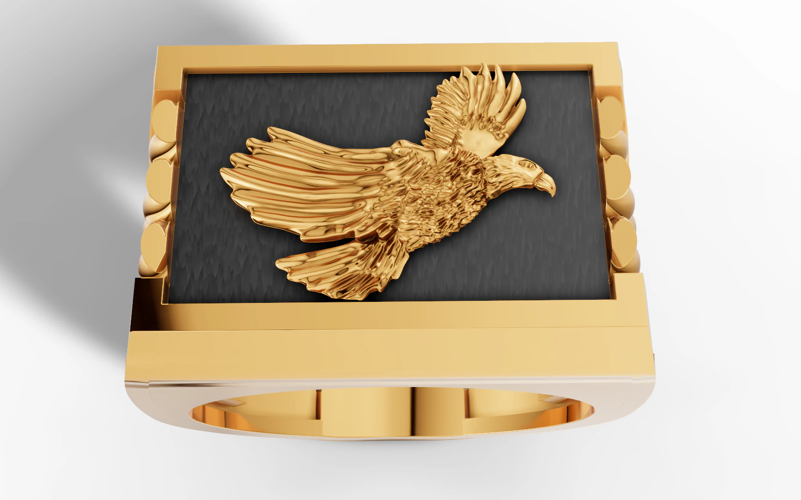 Majestic Eagle Signet Ring with Braided Shoulders 3D Print Model .c4d .max .obj .3ds .fbx .stl .blend 