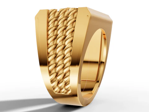 Majestic Eagle Signet Ring with Braided Shoulders 3D Print Model