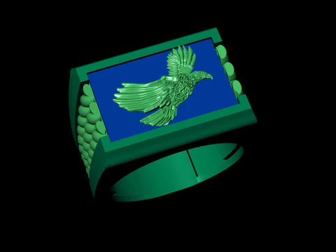 Majestic Eagle Signet Ring with Braided Shoulders 3D Print Model