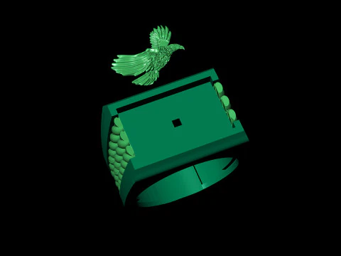 Majestic Eagle Signet Ring with Braided Shoulders 3D Print Model
