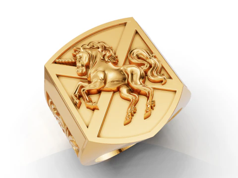 Heraldyczny sygnet z tarczą jednorożca Model do druku 3D