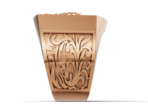 Heraldic Unicorn Shield Signet Ring 3D Print Model