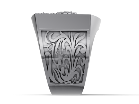 Heraldic Unicorn Shield Signet Ring 3D Print Model