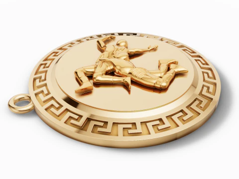 Medalh&atilde;o de relevo de luta livre grega cl&aacute;ssica Modelo de Impressão 3D