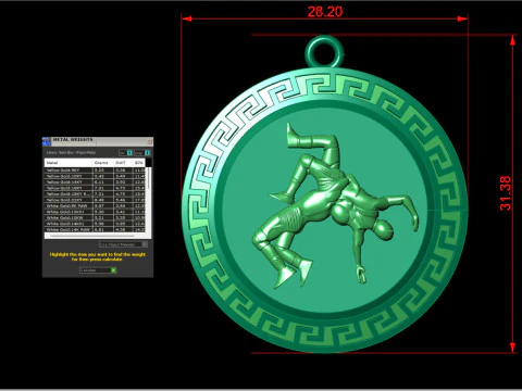 Medalh&atilde;o de relevo de luta livre grega cl&aacute;ssica Modelo de Impressão 3D