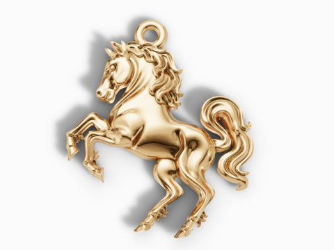 Klasik Şahlanan Aygır Heykel At Aygırı Cazibesi 3D Baskı Modeli