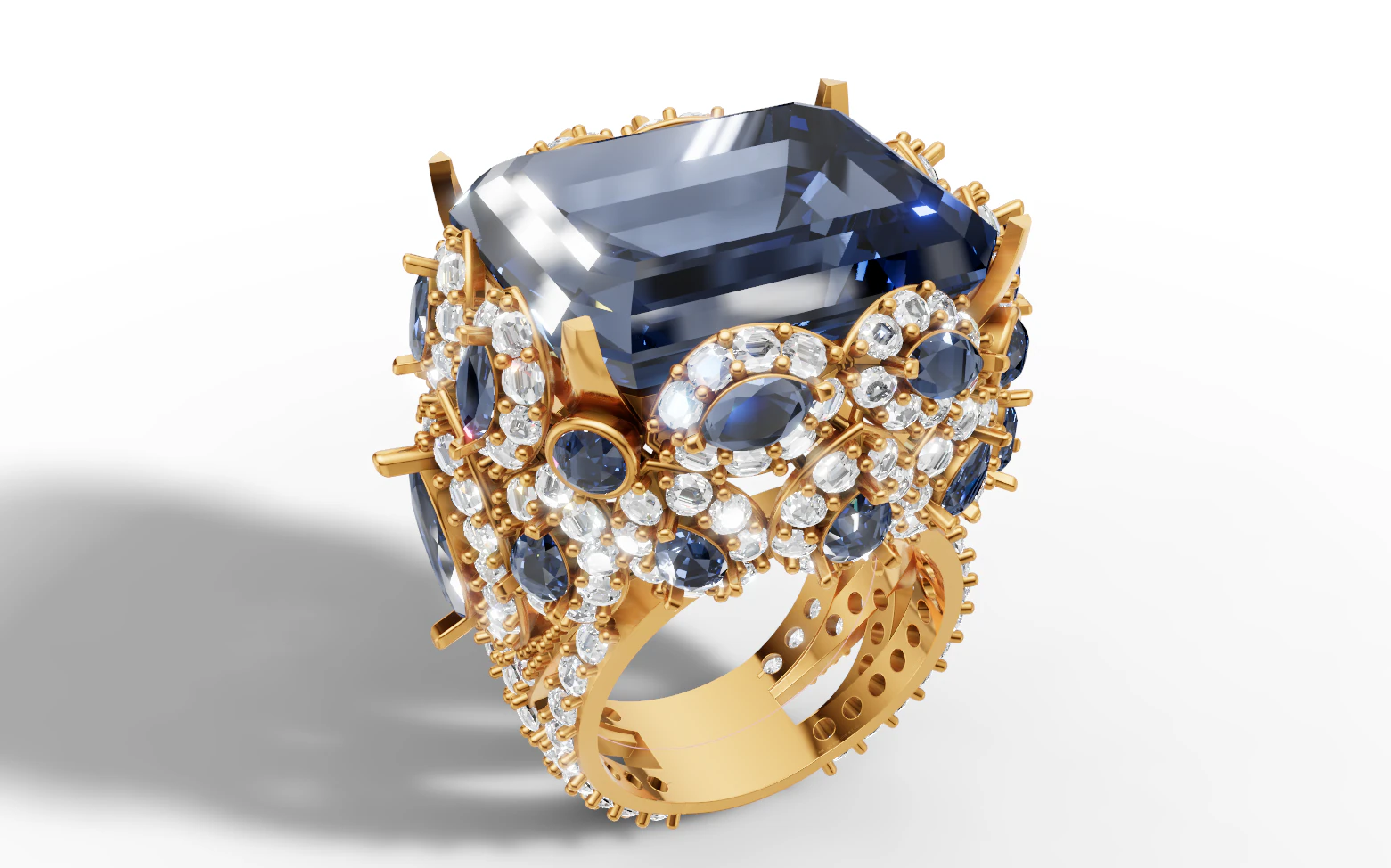 Massive Statement Cocktail Halo Ring US Size 9 3D Print Model .c4d .max .obj .3ds .fbx .stl .blend 