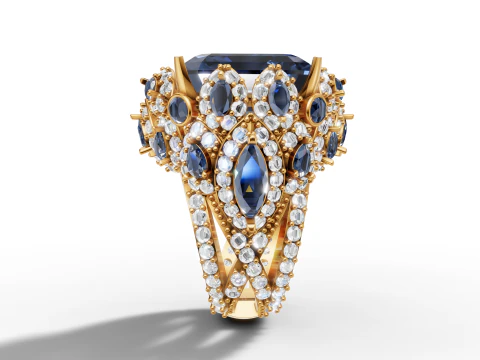 Massive Statement Cocktail Halo Ring US Size 9 3D Print Model