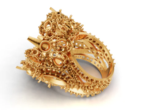 Massive Statement Cocktail Halo Ring US Size 9 3D Print Model