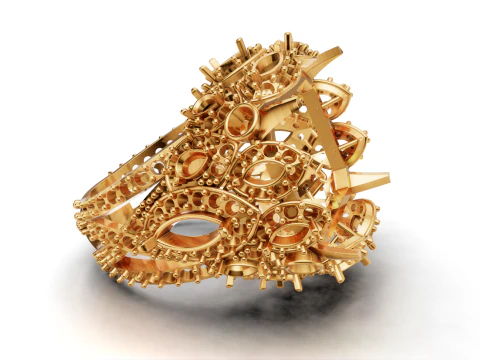 Massive Statement Cocktail Halo Ring US Size 9 3D Print Model