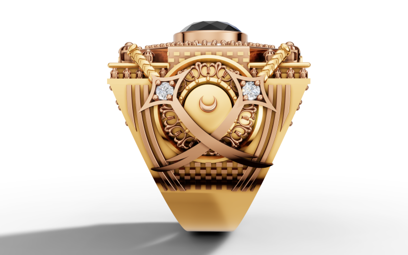 Gold Arabic Mosque Inspired Ring CAD 3D Print Model .c4d .max .obj .3ds .fbx .stl .blend 