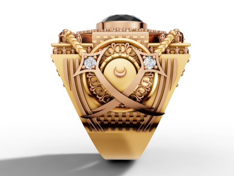 Altın Arap Camii İlhamlı Y&uuml;z&uuml;k CAD 3D Baskı Modeli