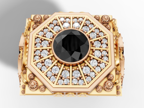 Gold Arabic Mosque Inspired Ring CAD 3D Print Model