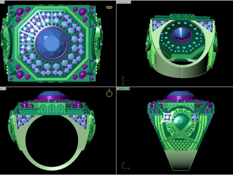 Gold Arabic Mosque Inspired Ring CAD 3D Print Model