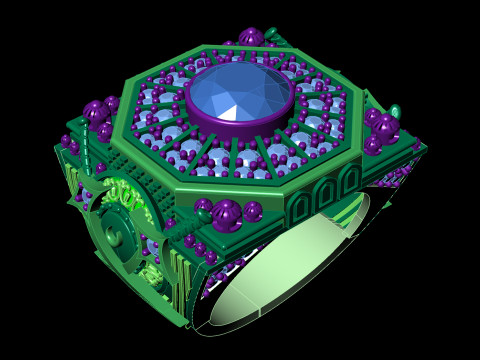 Gold Arabic Mosque Inspired Ring CAD 3D Print Model