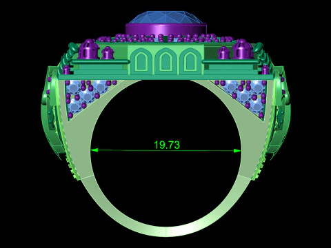 Gold Arabic Mosque Inspired Ring CAD 3D Print Model