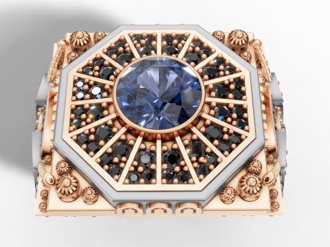 Gold Arabic Mosque Inspired Ring CAD 3D Print Model