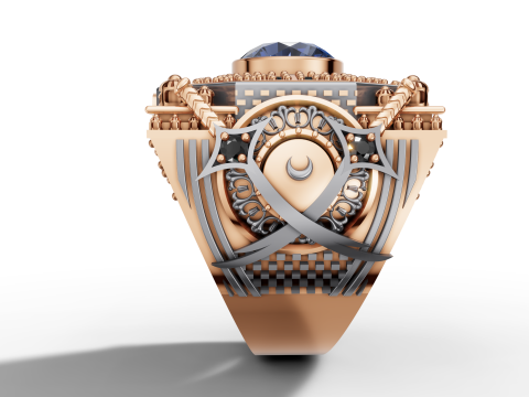 Gold Arabic Mosque Inspired Ring CAD 3D Print Model