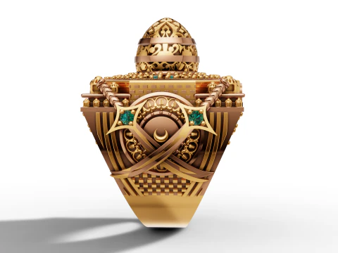 Mosque Dome Signet Ring Gold Arabic Mosque Inspired Ring 3D Print Model