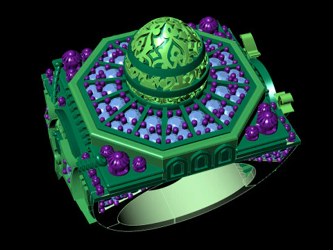 Mosque Dome Signet Ring Gold Arabic Mosque Inspired Ring 3D Print Model