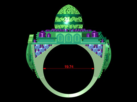 Mosque Dome Signet Ring Gold Arabic Mosque Inspired Ring 3D Print Model