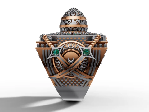 Mosque Dome Signet Ring Gold Arabic Mosque Inspired Ring 3D Print Model