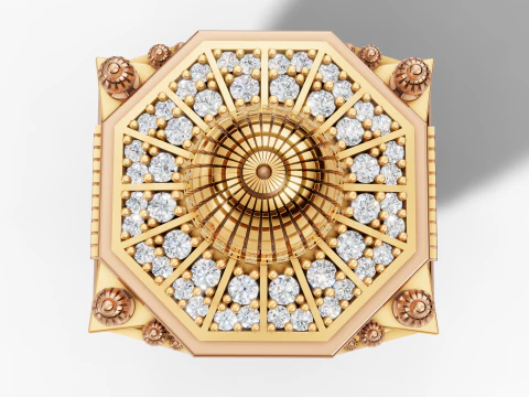 Mosque Inspired Signet Ring with Dome Motif 3D Print Model