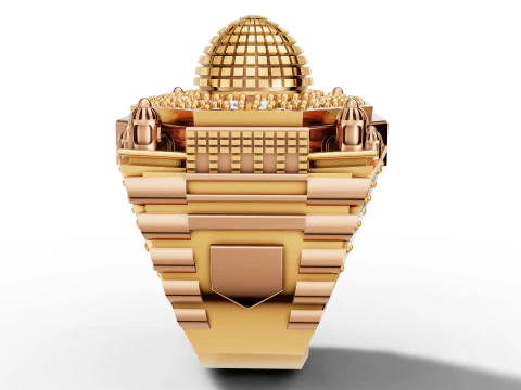 Mosque Inspired Signet Ring with Dome Motif 3D Print Model