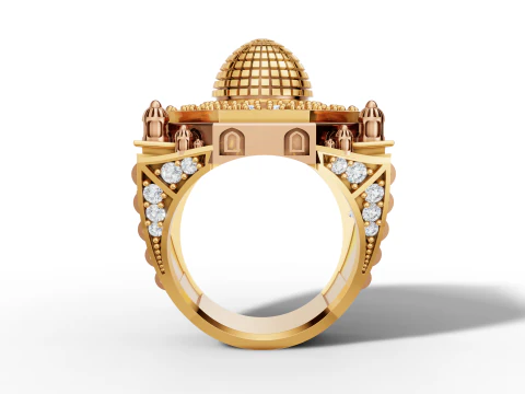Mosque Inspired Signet Ring with Dome Motif 3D Print Model