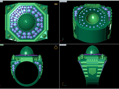 Mosque Inspired Signet Ring with Dome Motif 3D Print Model